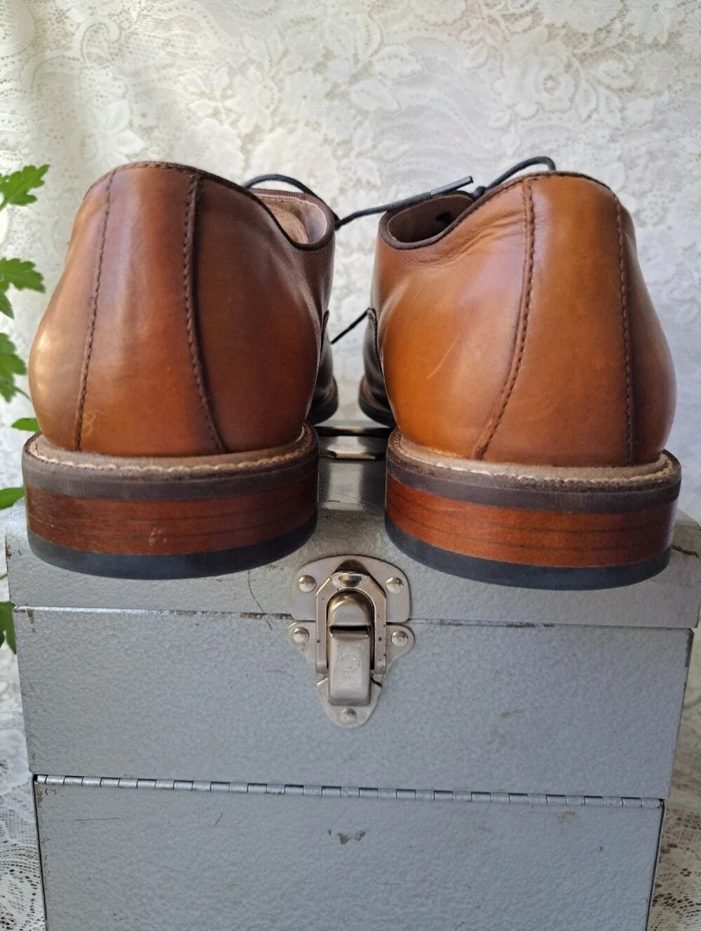 Aston Grey Leu Men's Oxford Dress Shoes Cognac Brown Leather Lace Up Size 11